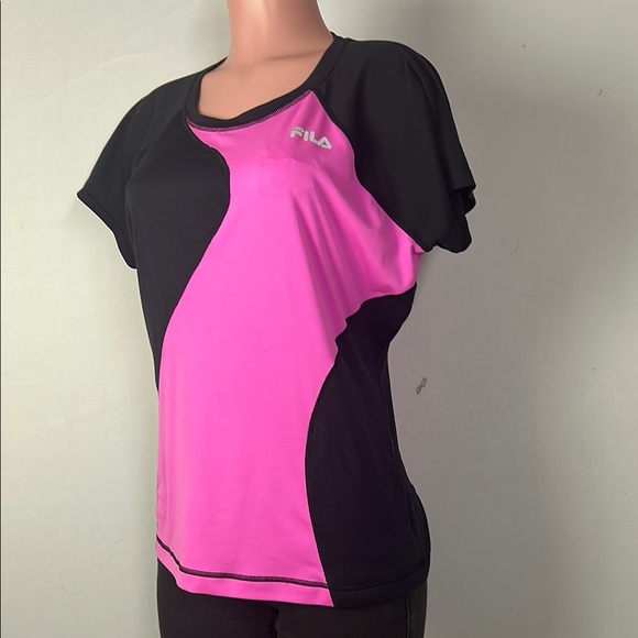 🎾 Fila Sport Womens Performance Gray Stretch Short Sleeved Shirt Size XL Pocke - Picture 1 of 15